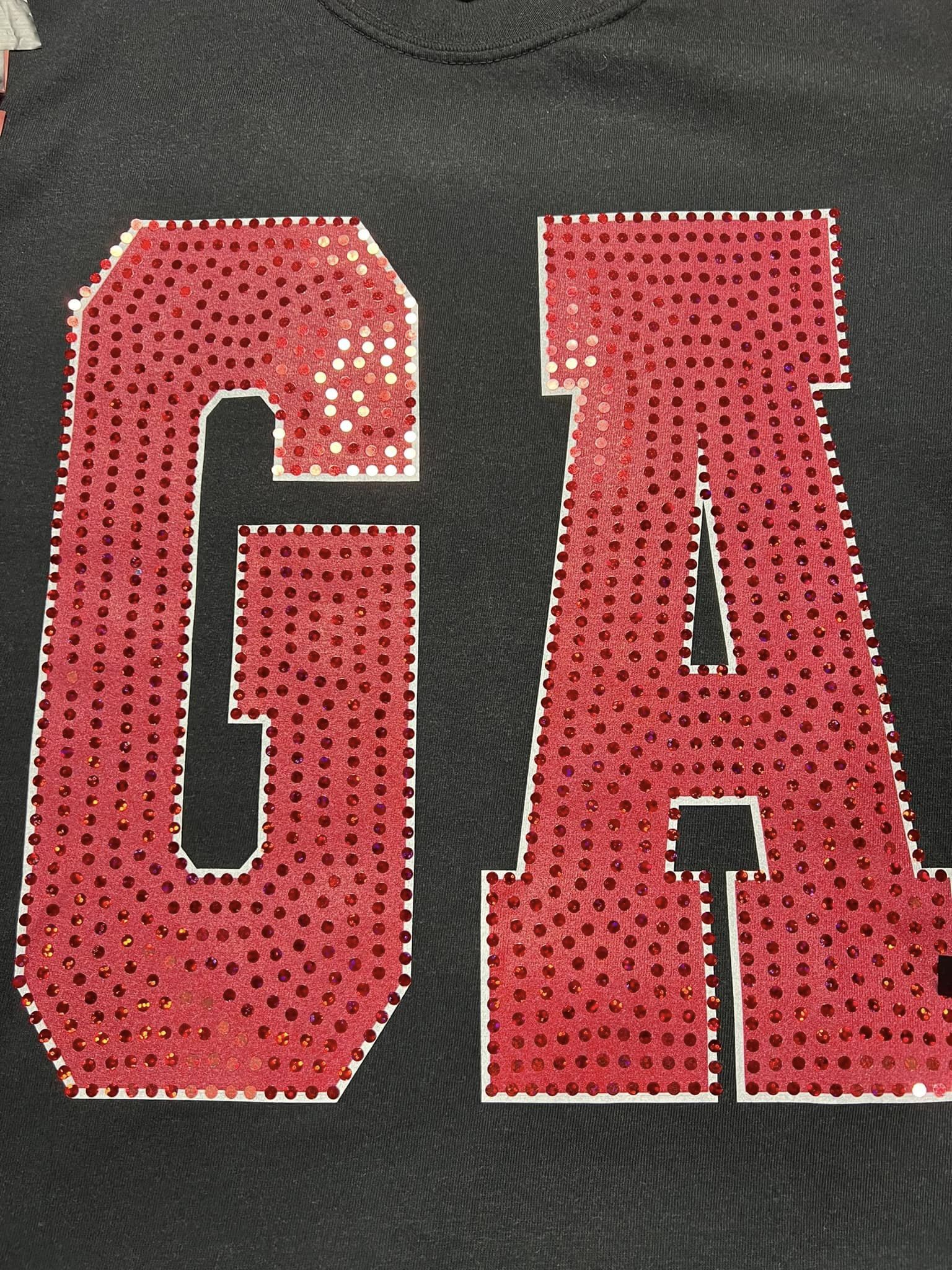 GA Red Inside White Outside Spangle Crew Fleece