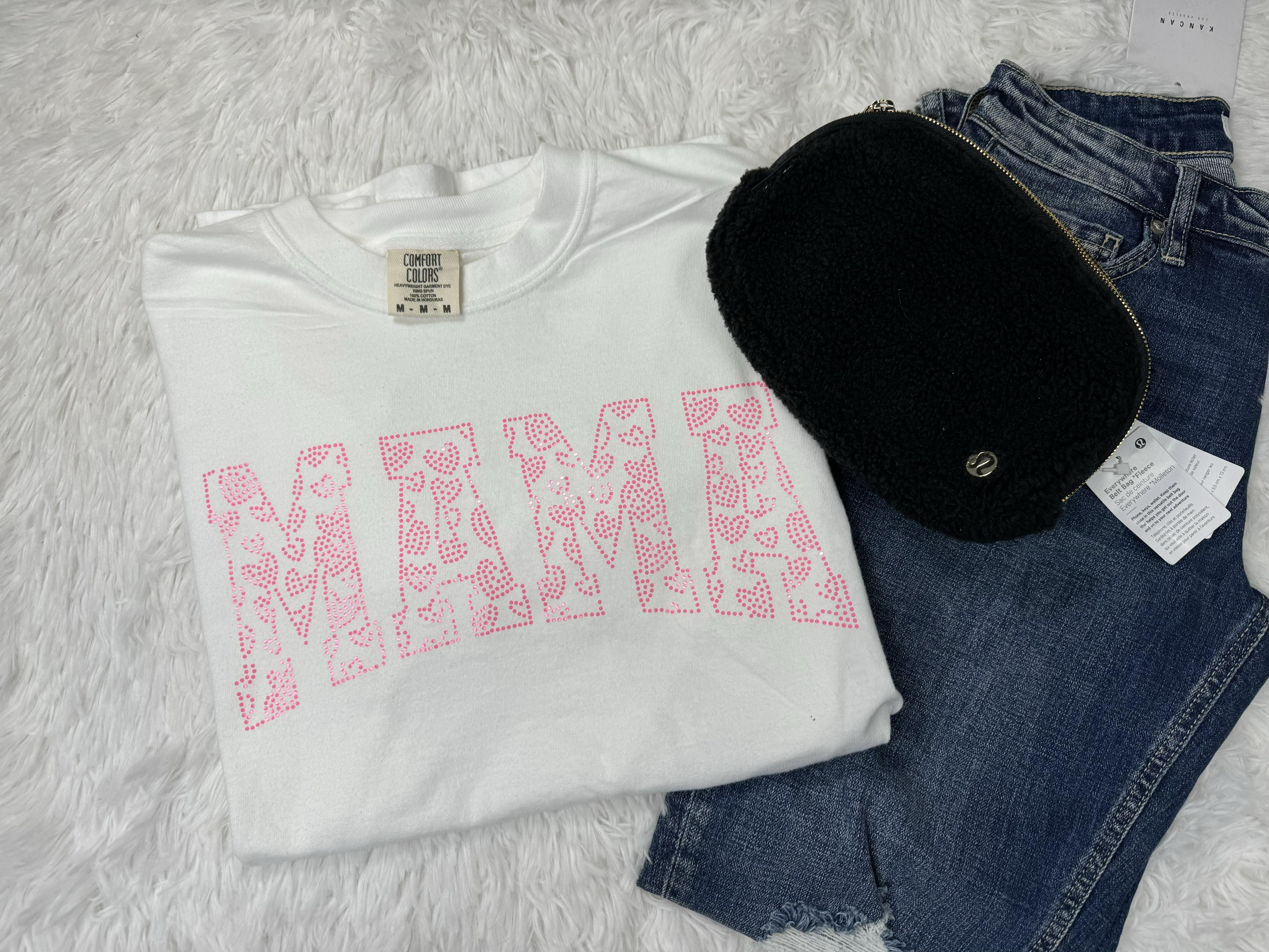 Mama Heart Leopard Spangle Hot Pink