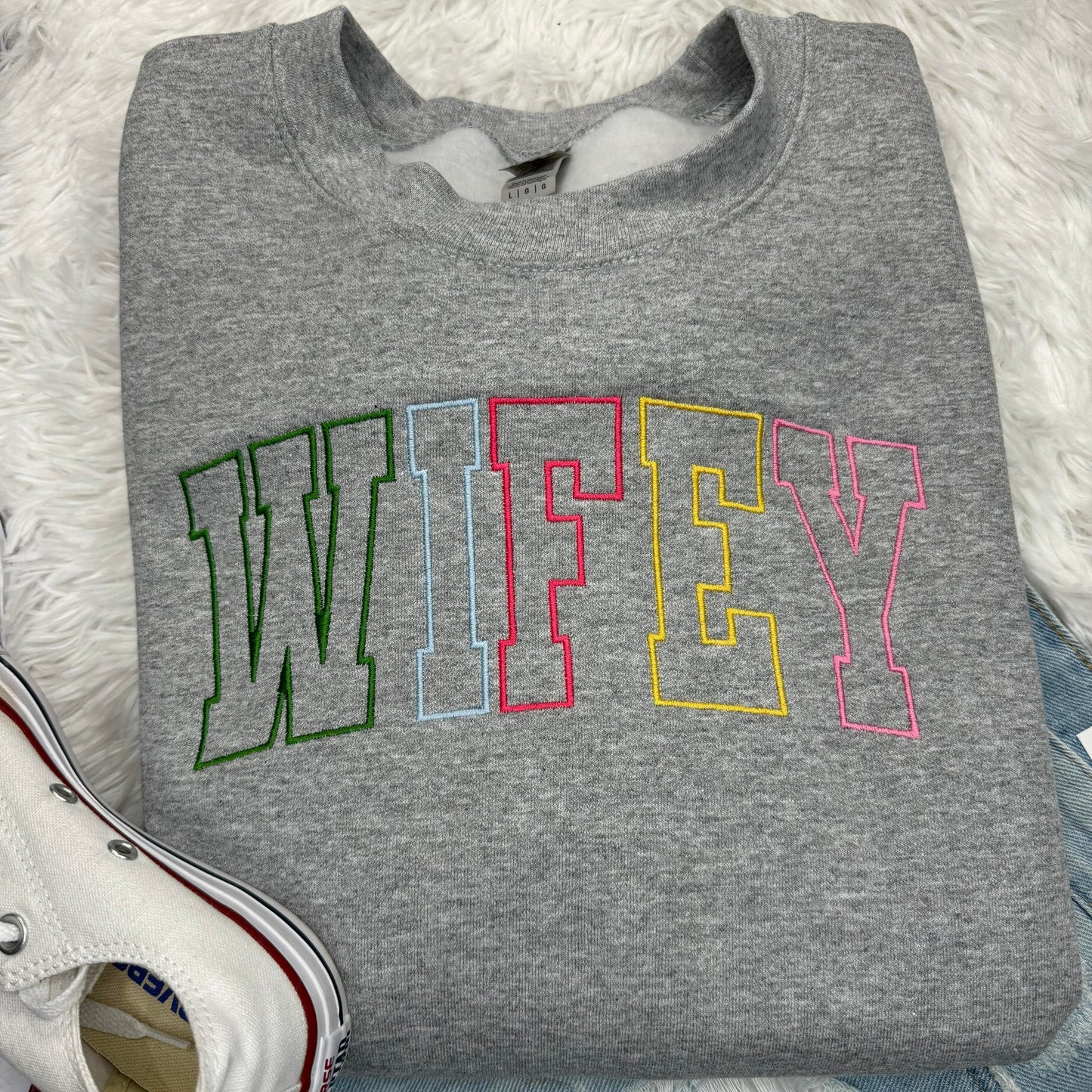 Custom WIFEY Rainbow Embroidery