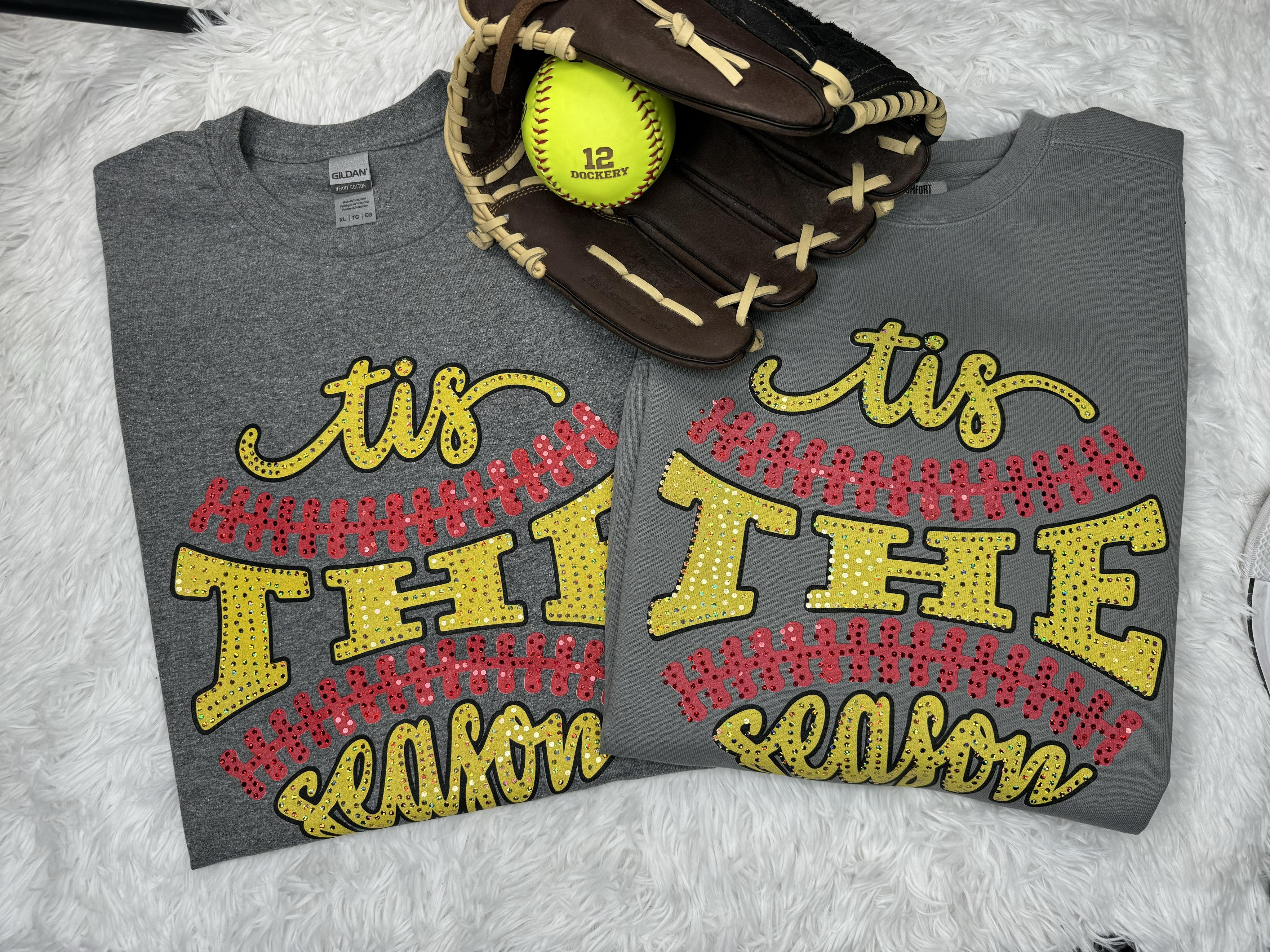 Tis the Season Softball Spangle Tees Comfort Colors