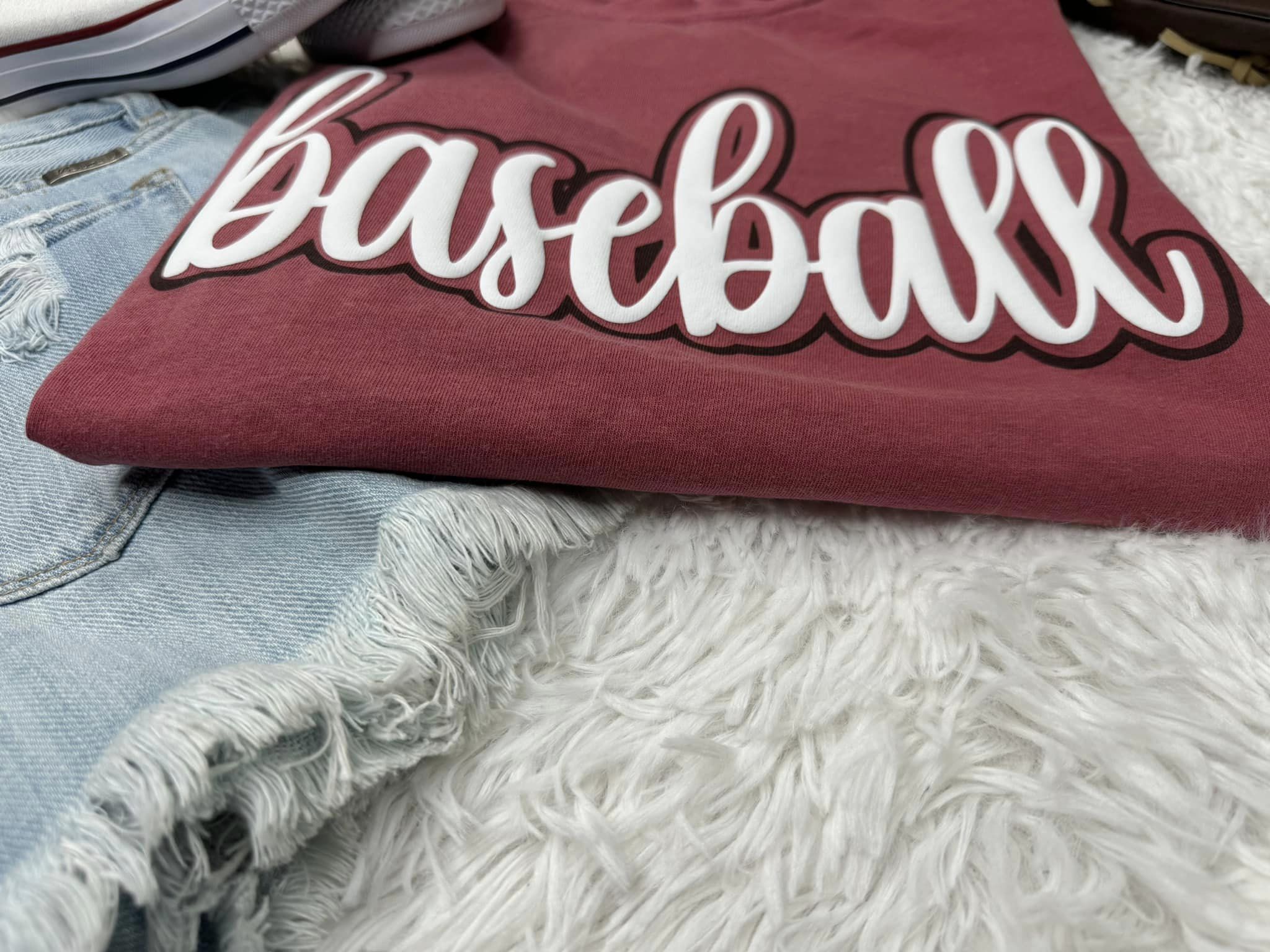 Baseball Outline Inside Puff Short Sleeve