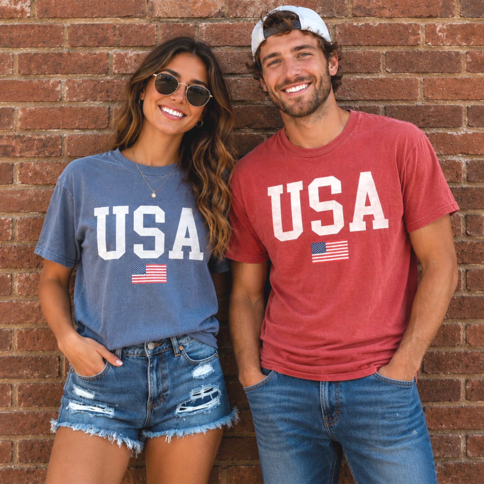 White USA With Flag Comfort Colors