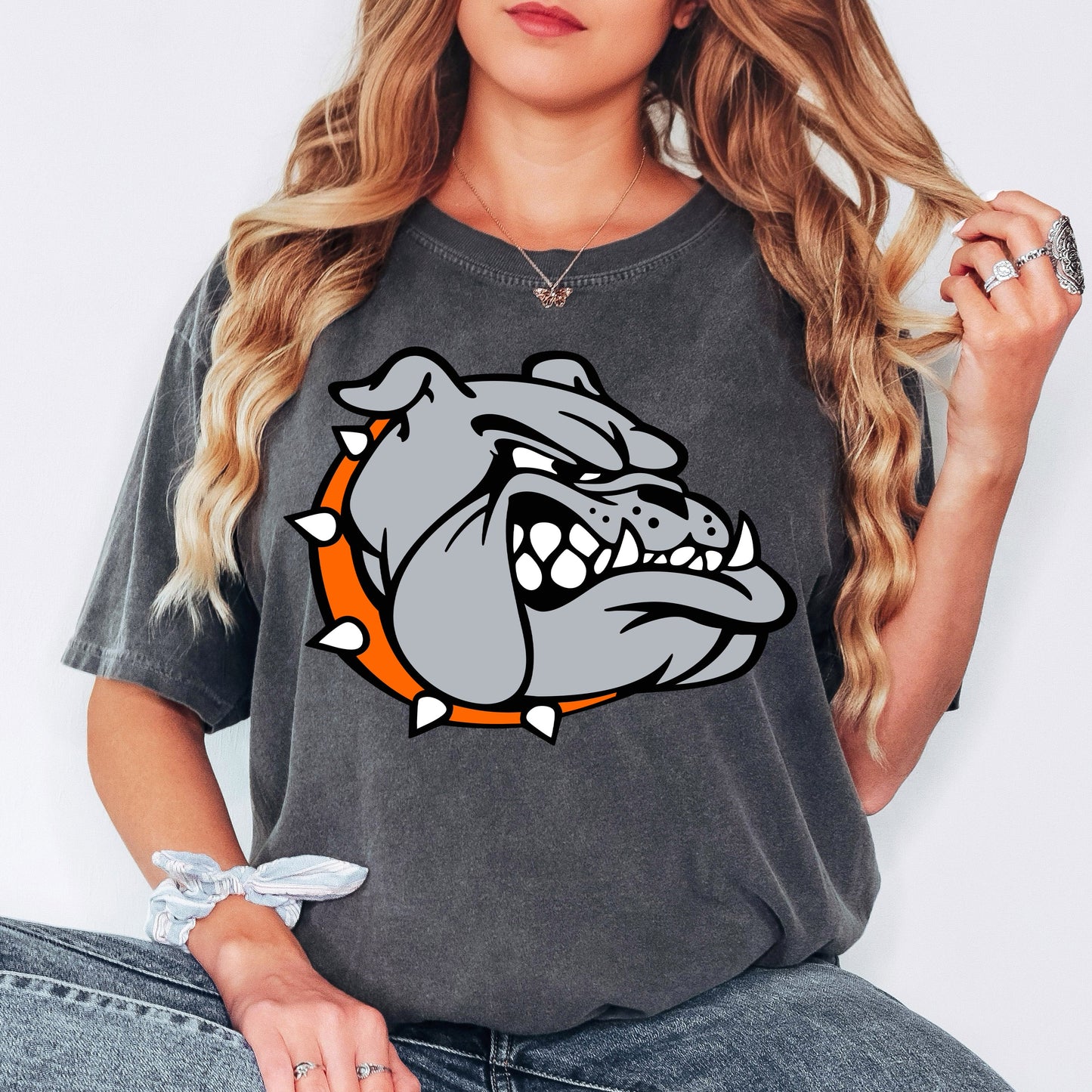 Bulldog Orange Collar Mascot Spangle Youth