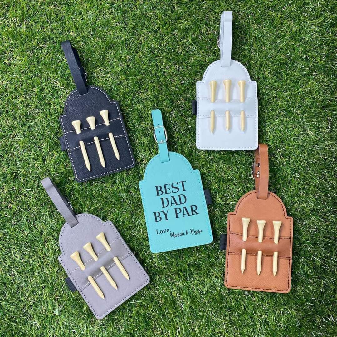 Custom BEST DAD BY PAR Leather Tee Tags