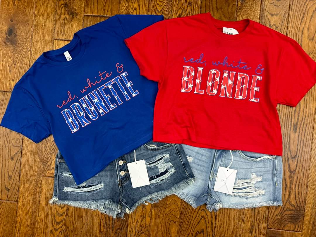 Red White And Brunette Short Sleeve
