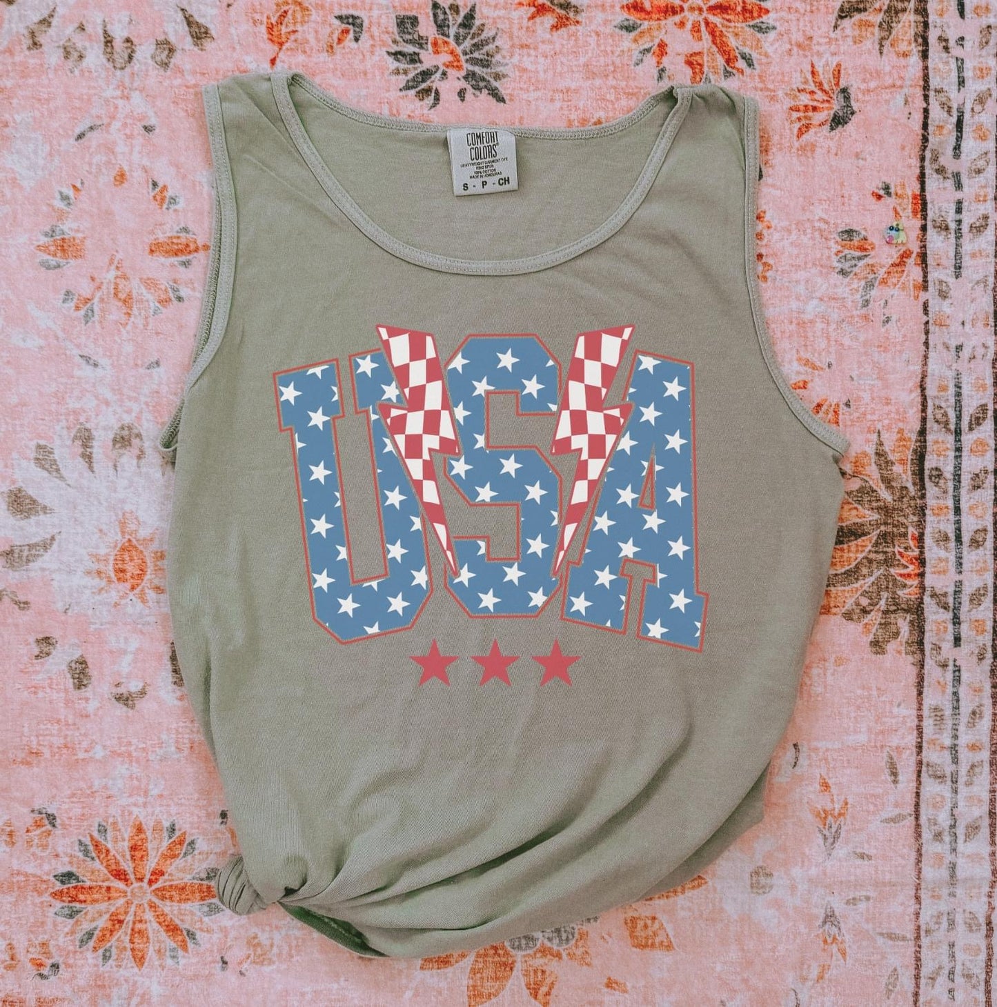 USA lightning Stars Comfort Colors Tank