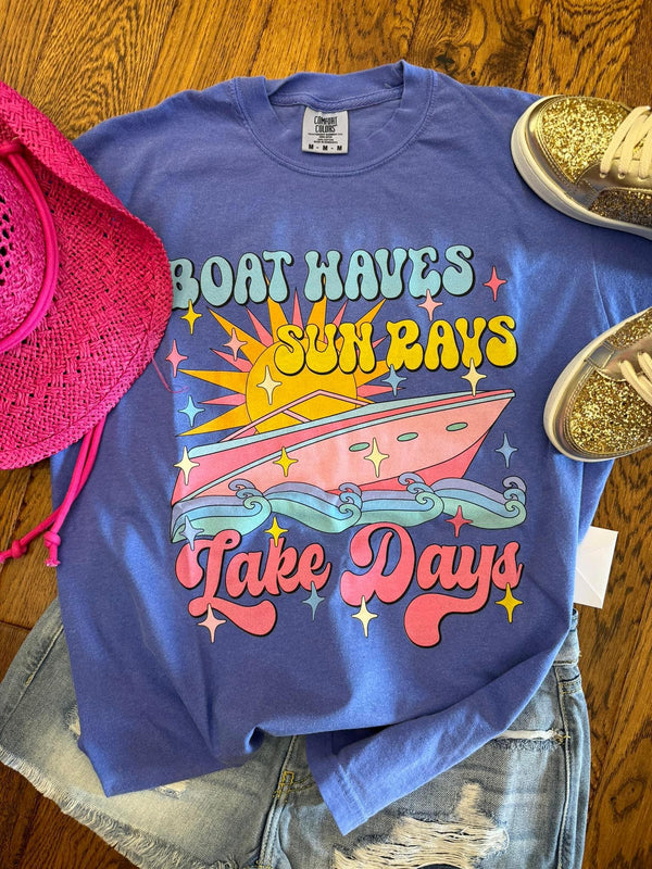 Boat Waves Sun Rays Lake Day Comfort Colors