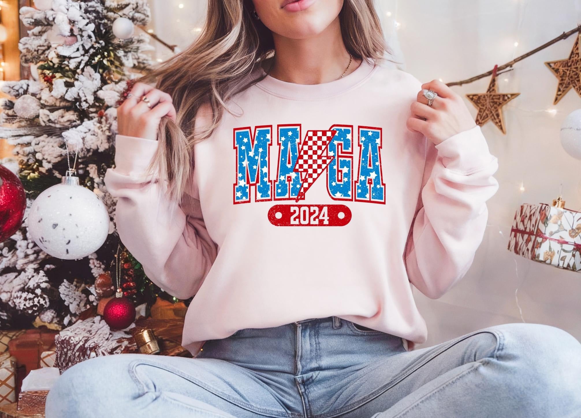 MAGA 2024 Varsity Checkered Bolt