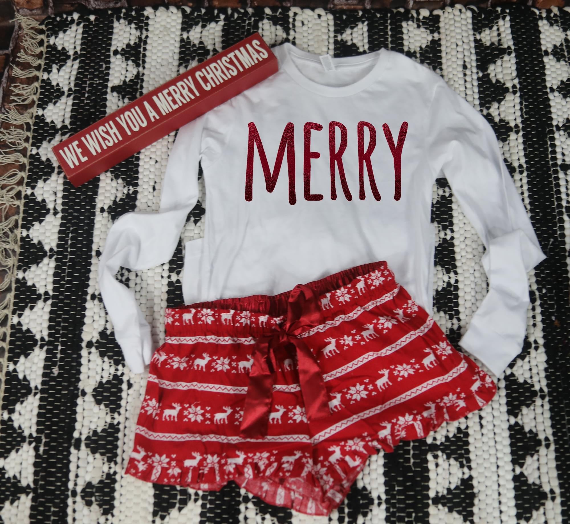 Merry Skinny Font Red Foil