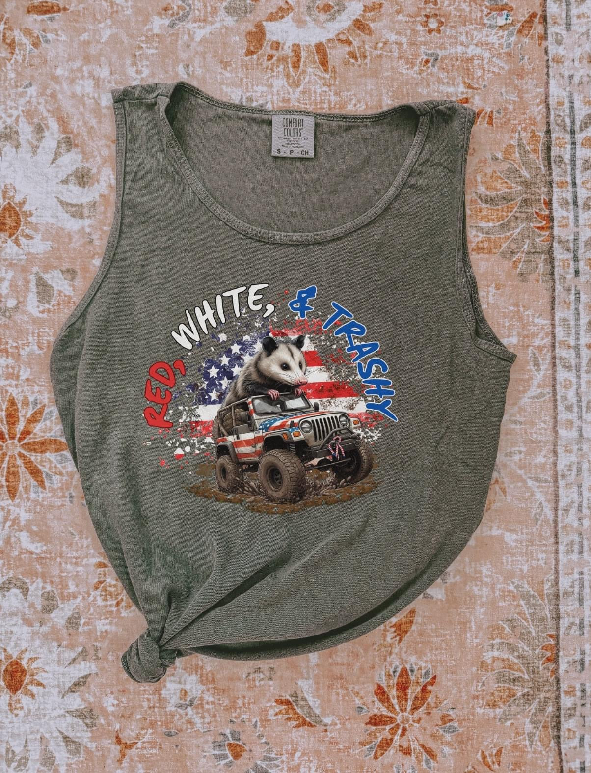Red White And Trashy Opossum Comfort Colors