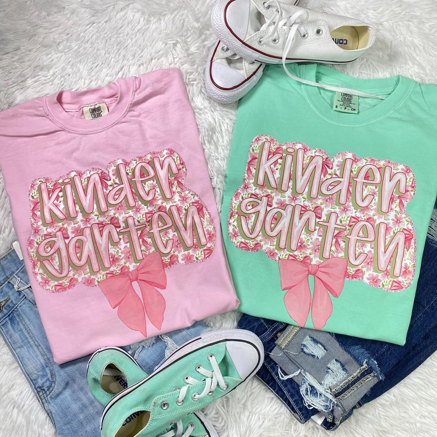 Custom Grade Pink Bow Comfort Colors