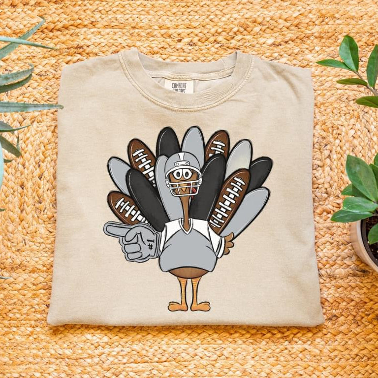 Grey Black Football Turkey Comfort Colors