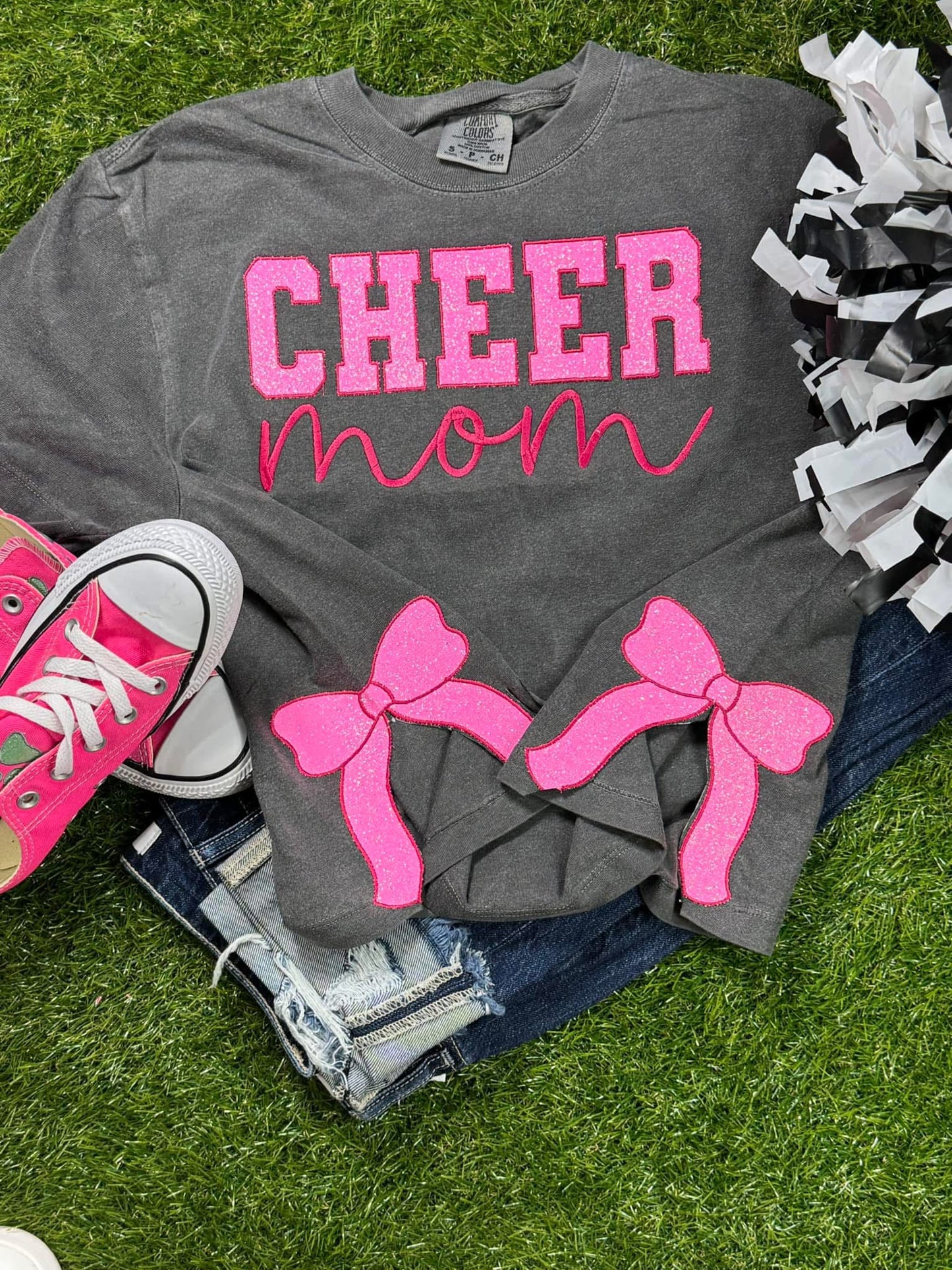 Cheer Mom Embroidery With Side Bows