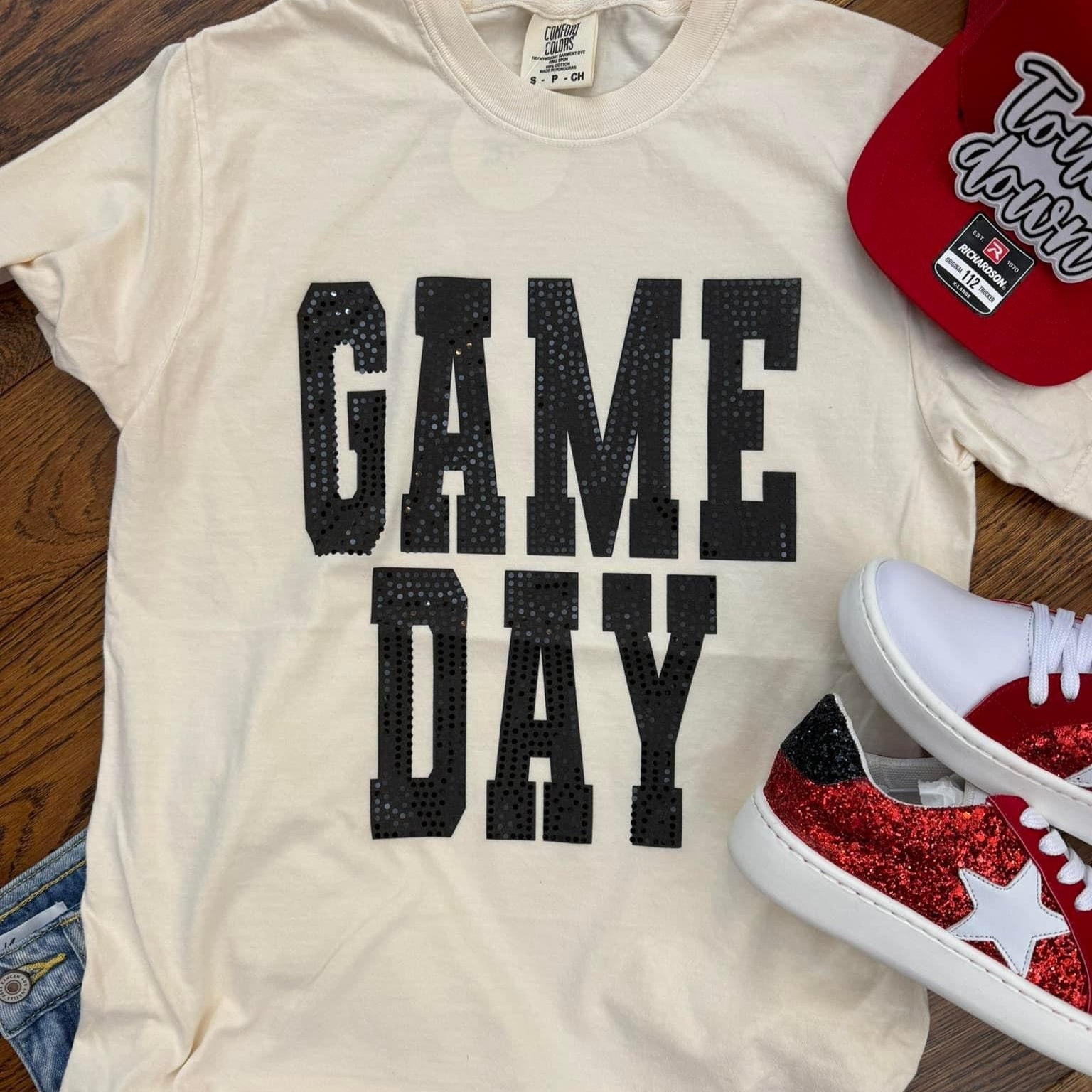 Game Day Black Spangle Comfort Colors