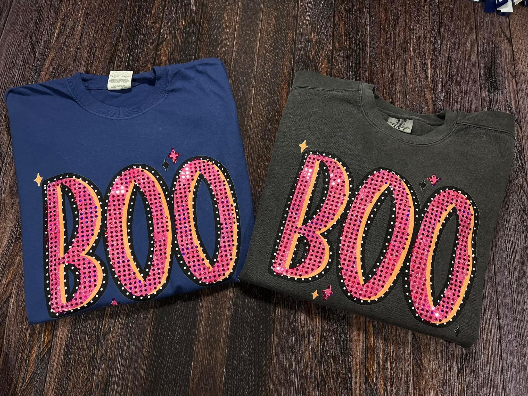 BOO Pink Orange Spangle Comfort Colors