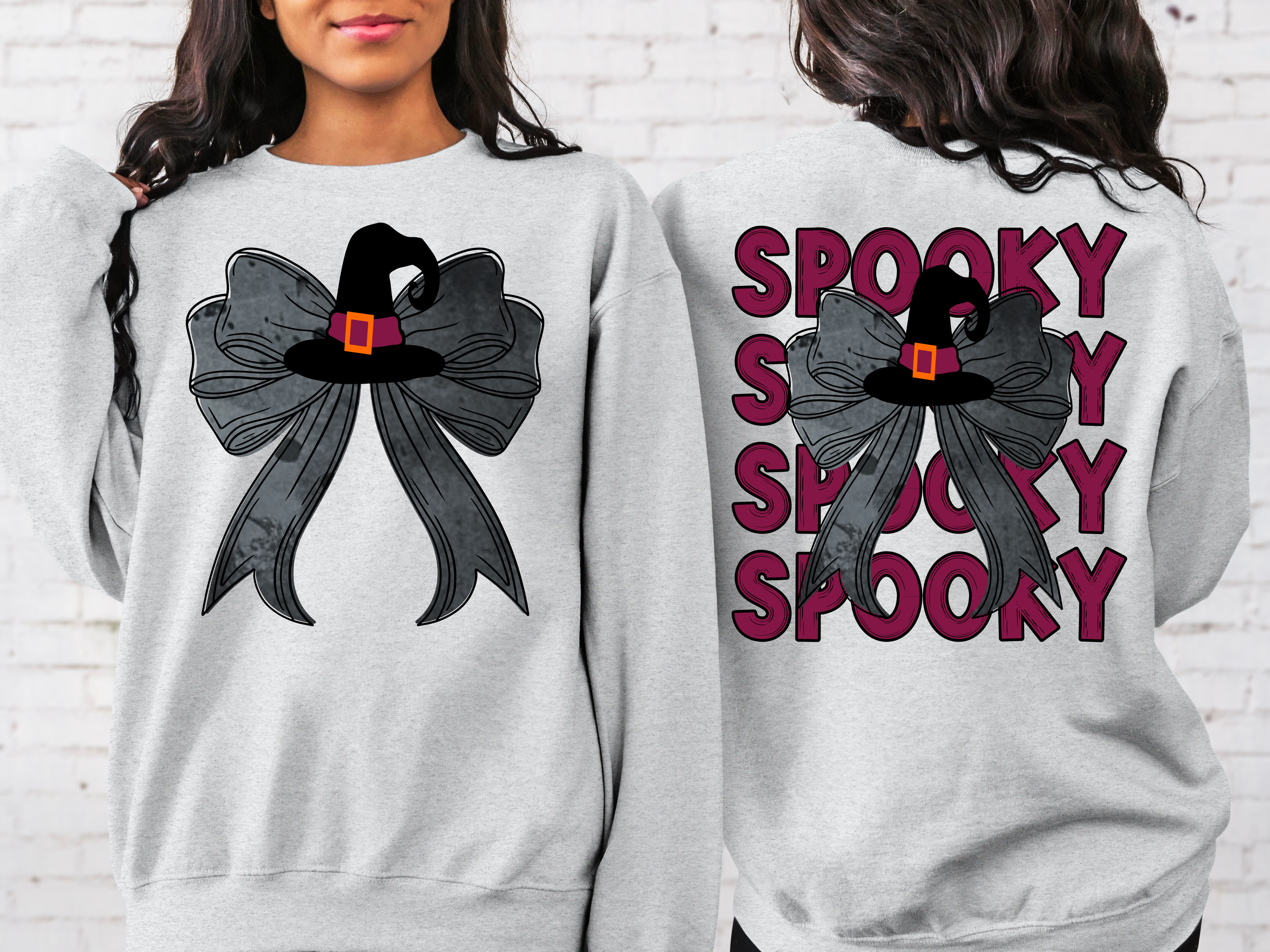 Spooky Witch Bow Crew Fleece