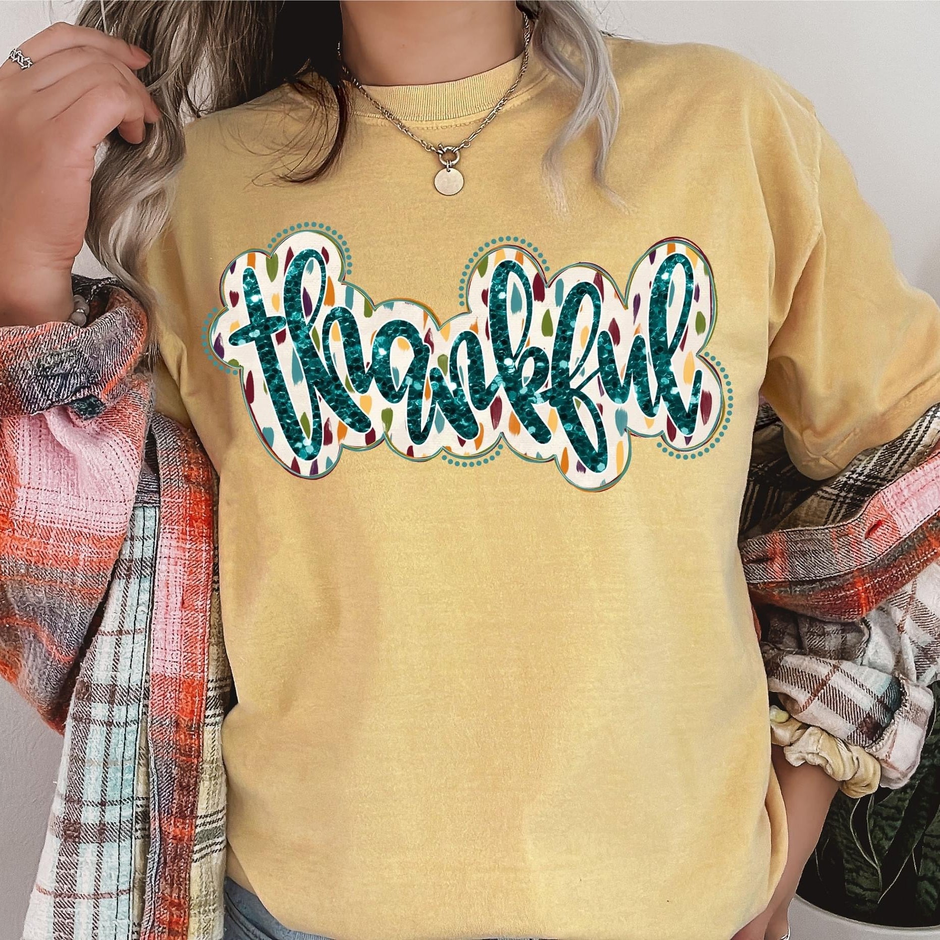 Thankful Faux Glitter Comfort Colors