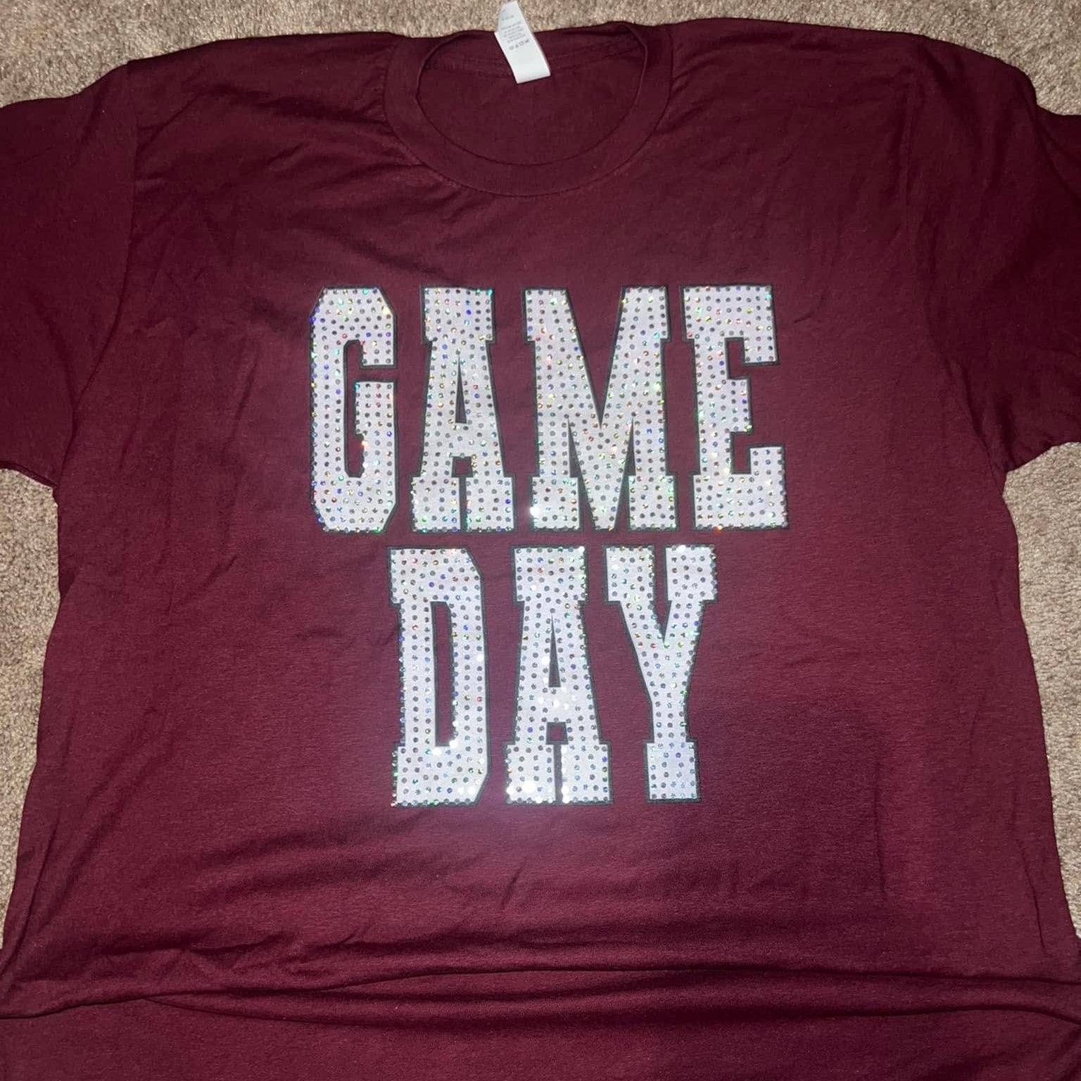 White Game Day Black Outline Spangle