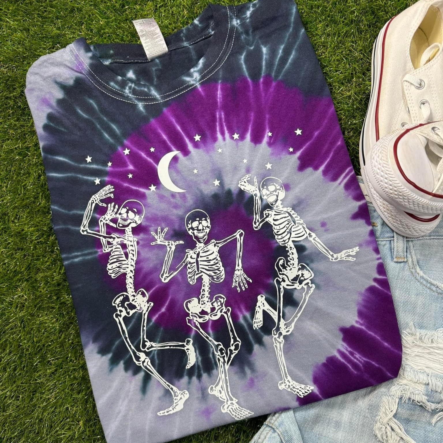 Glow In The Dark Dancing Skeletons Tie Dye