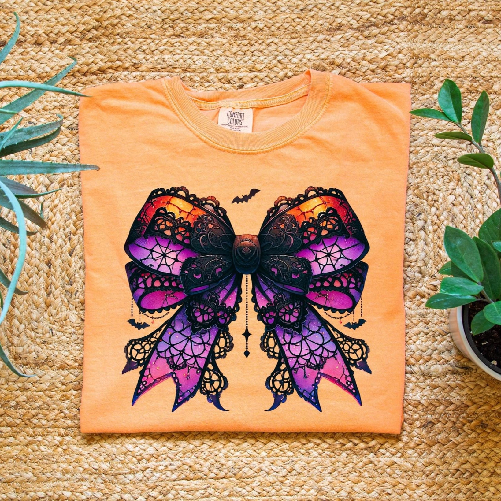 Halloween Lace Bow Comfort Colors