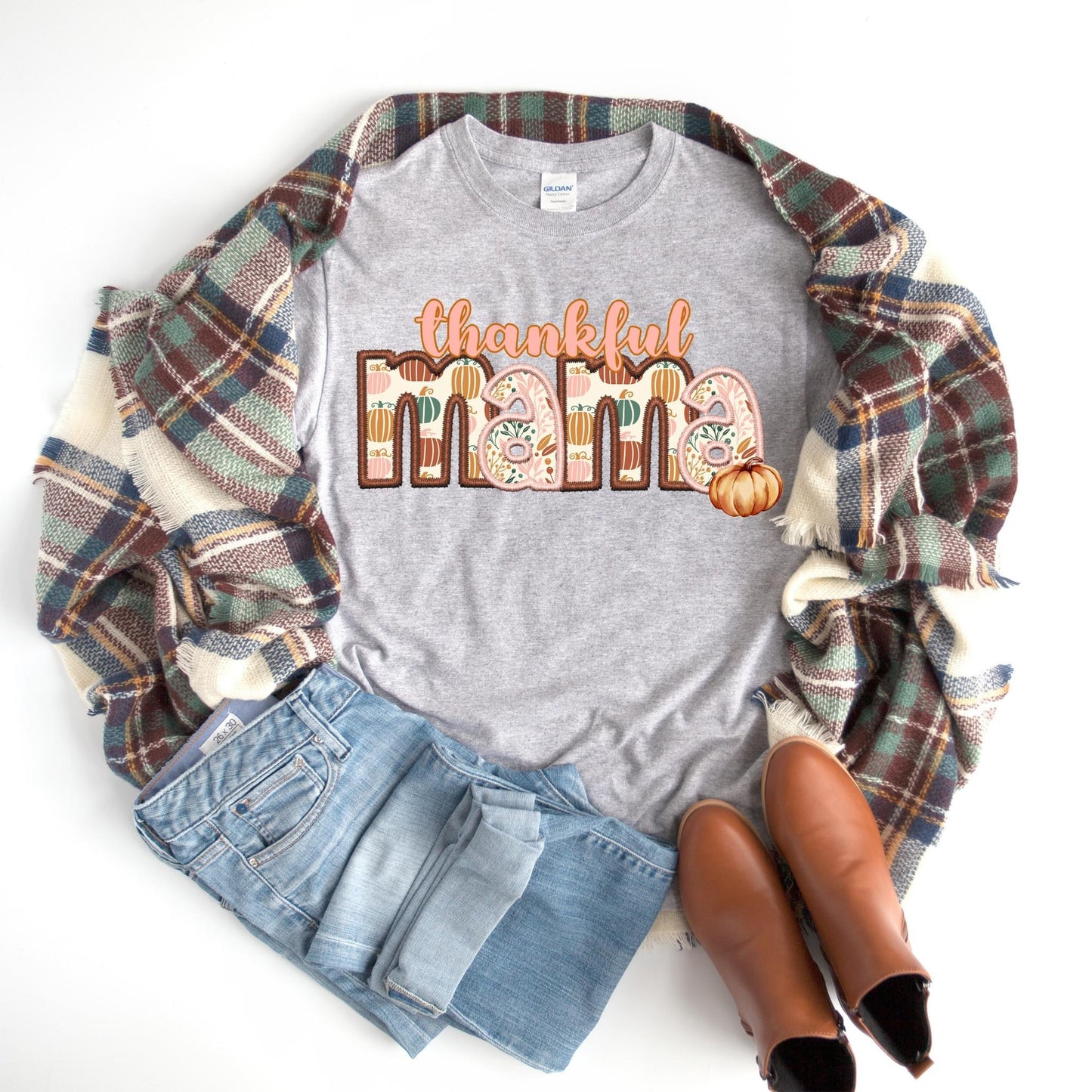 Thankful Mama Faux Embroidery