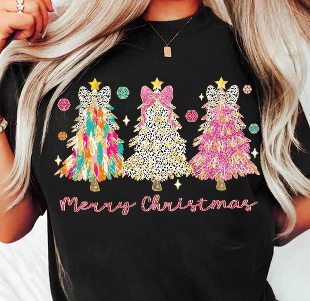Merry Christmas Glitter Trees