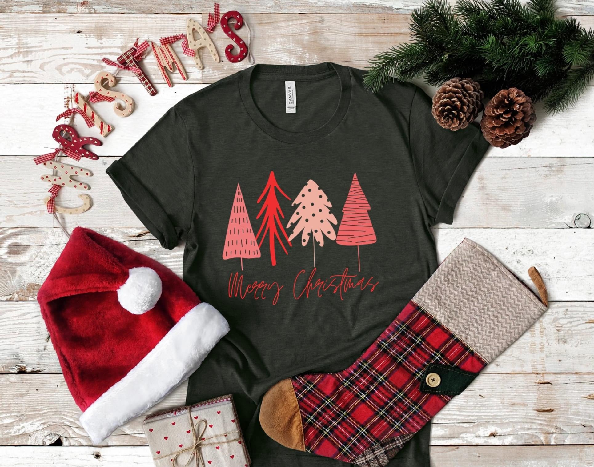 Red And Pink Christmas Trees