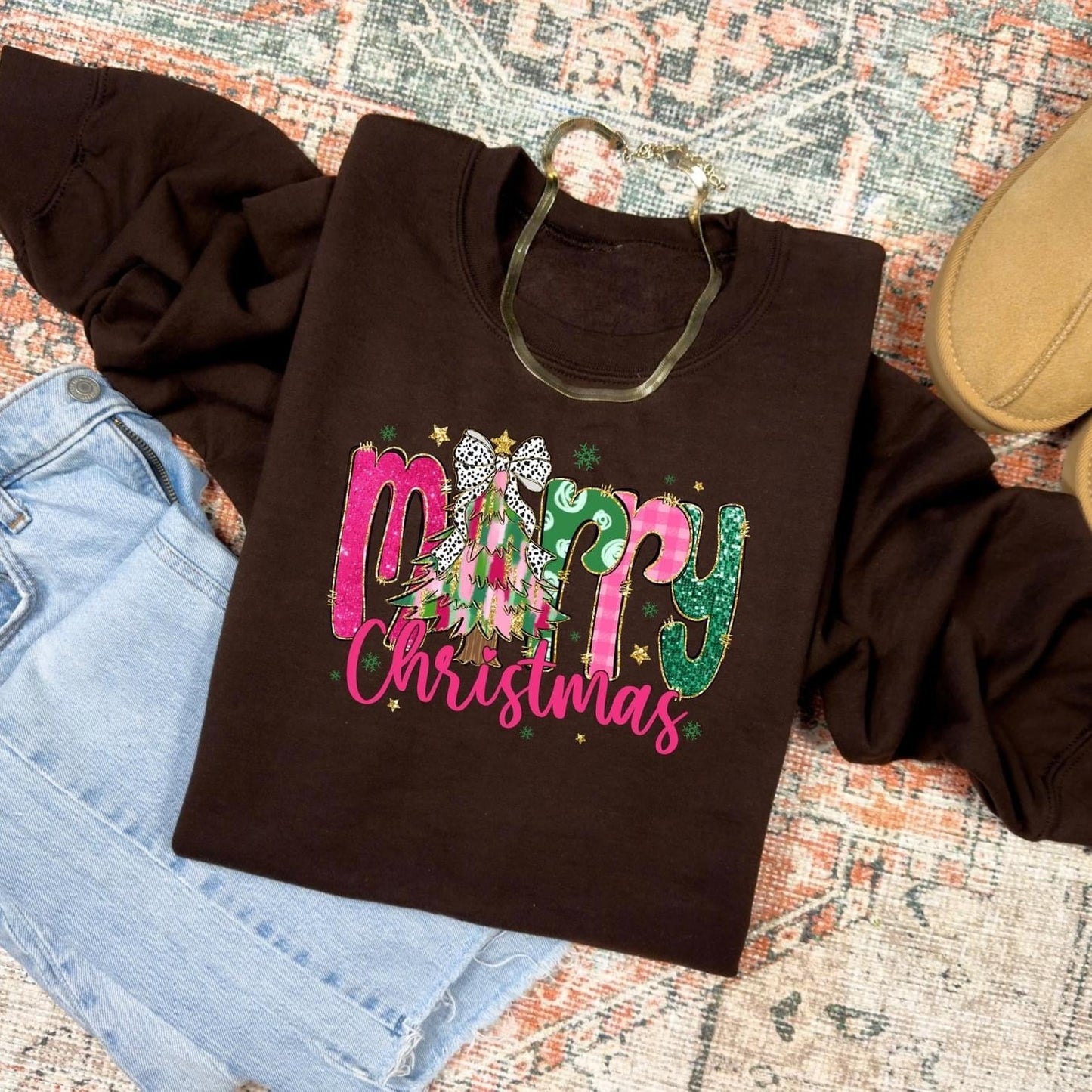 Merry Christmas Tree Pink