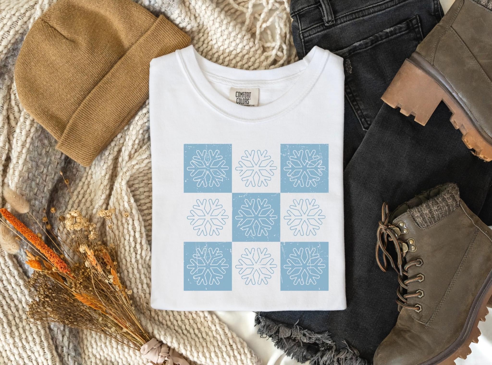 Blue Checkered Snowflakes