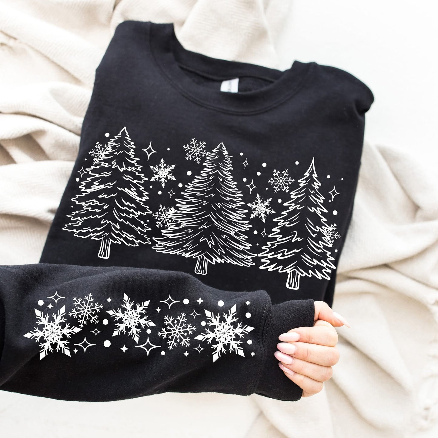 White Trees And Snowflakes