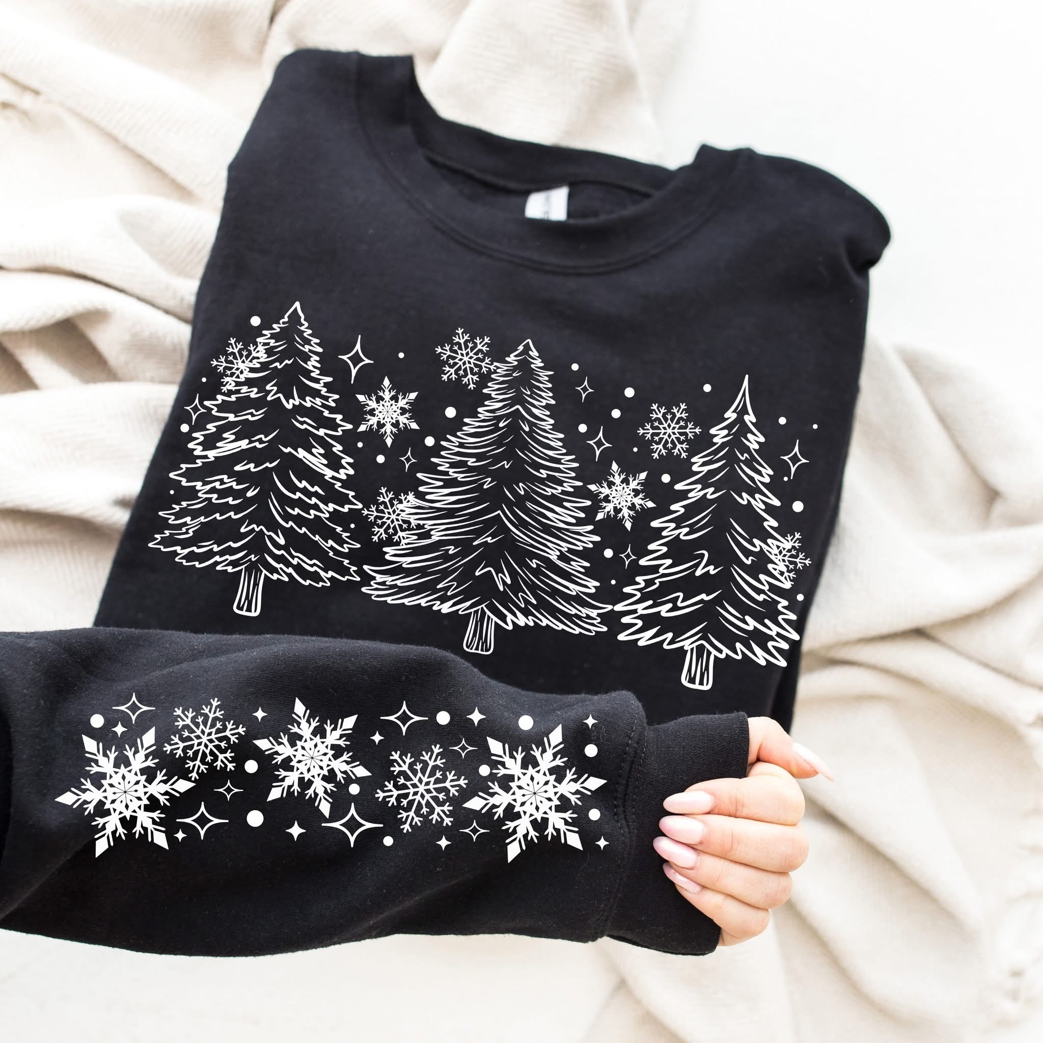 White Trees And Snowflakes