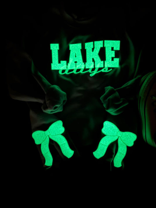 Lake Days Glow In The Dark Glitter Embroidery With Side Bows