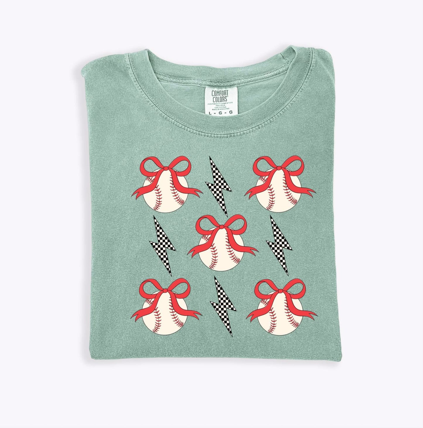 Baseball checkered Lightning Bows Confort Colors