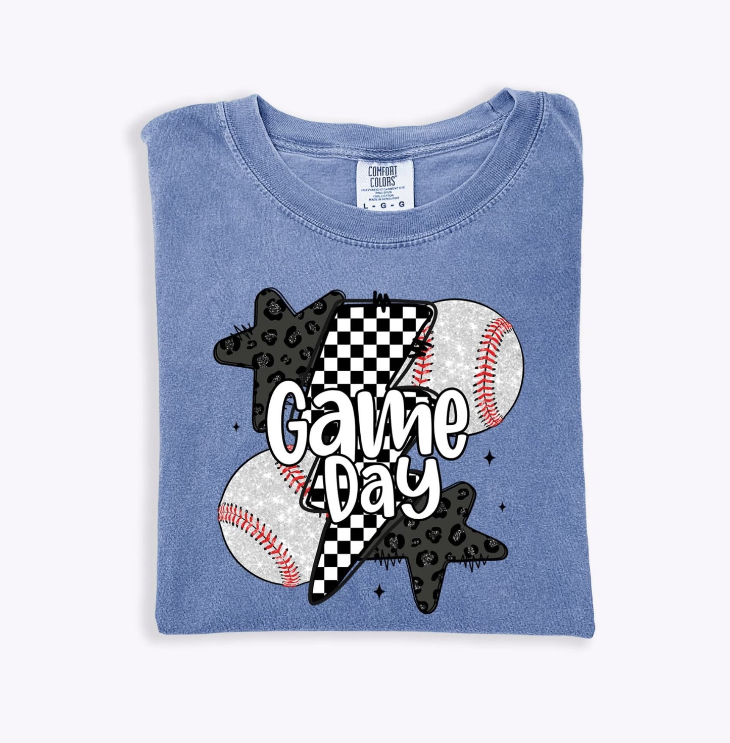 Baseball Checkered Lightning Comfort Colors