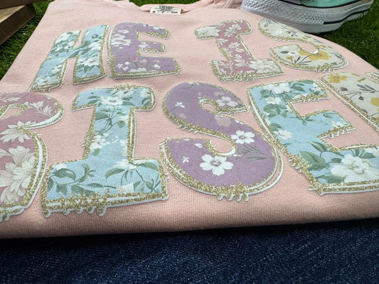 He Is Risen Pastel Floral Printed Puff Comfort Colors