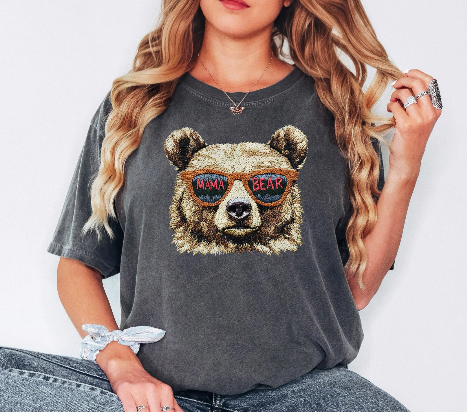 Mama Bear Faux Embroidery