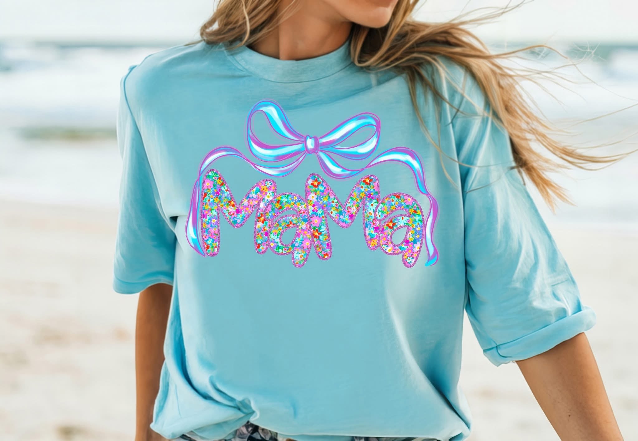 Mama Spring Flower Bow