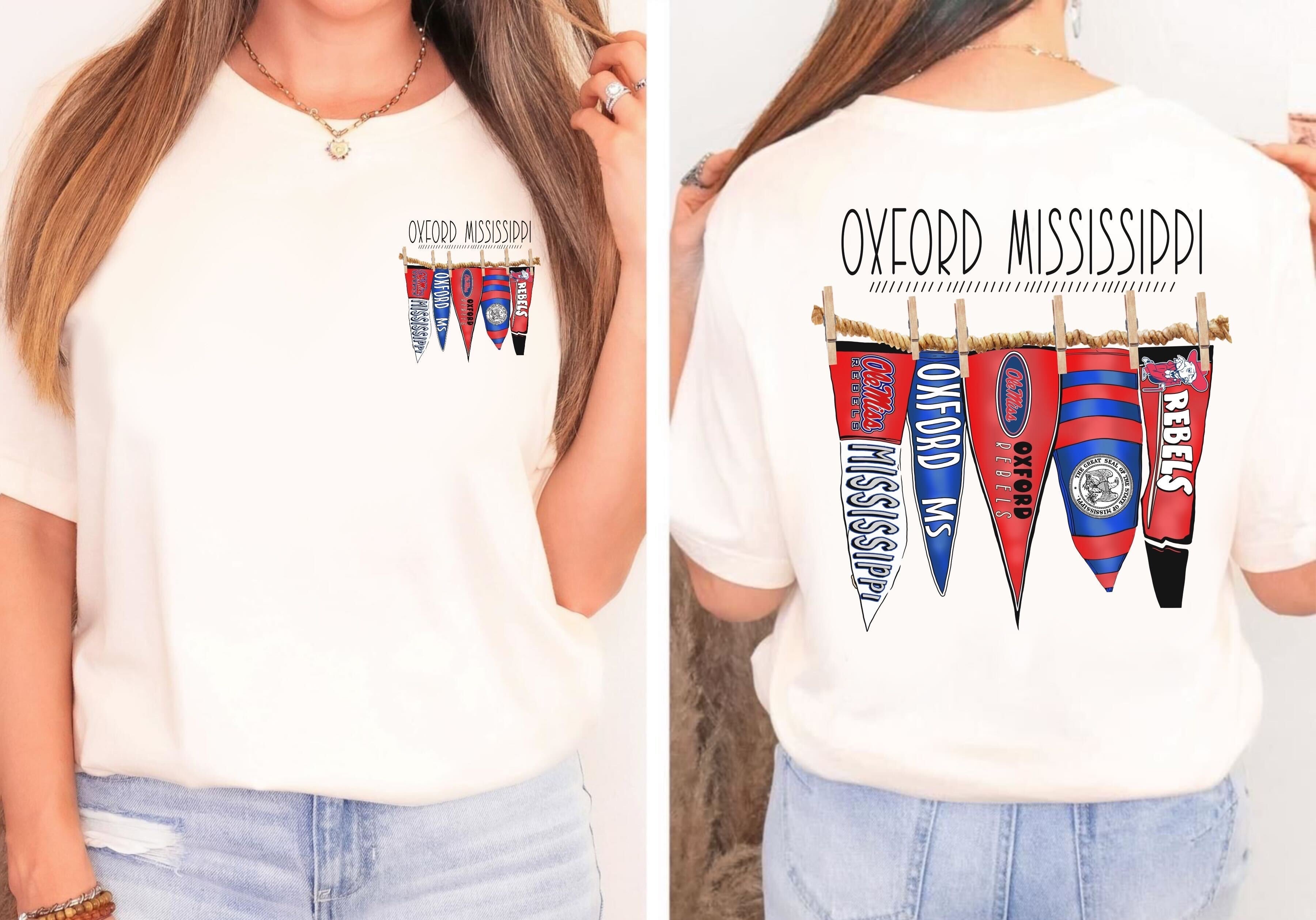 Oxford Mississippi Pennant Flags Comfort Colors With Pocket Print