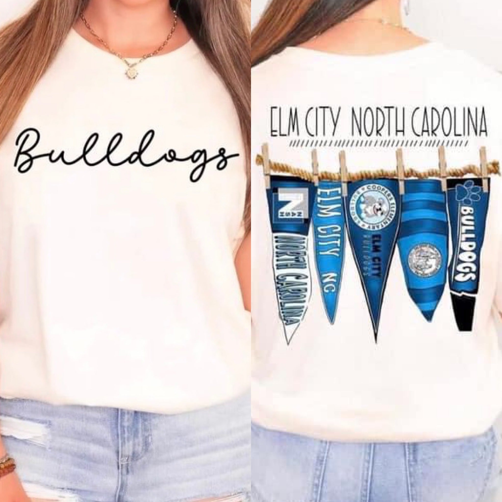 Elm City North Carolina Bulldogs Pennant Flags Comfort Colors