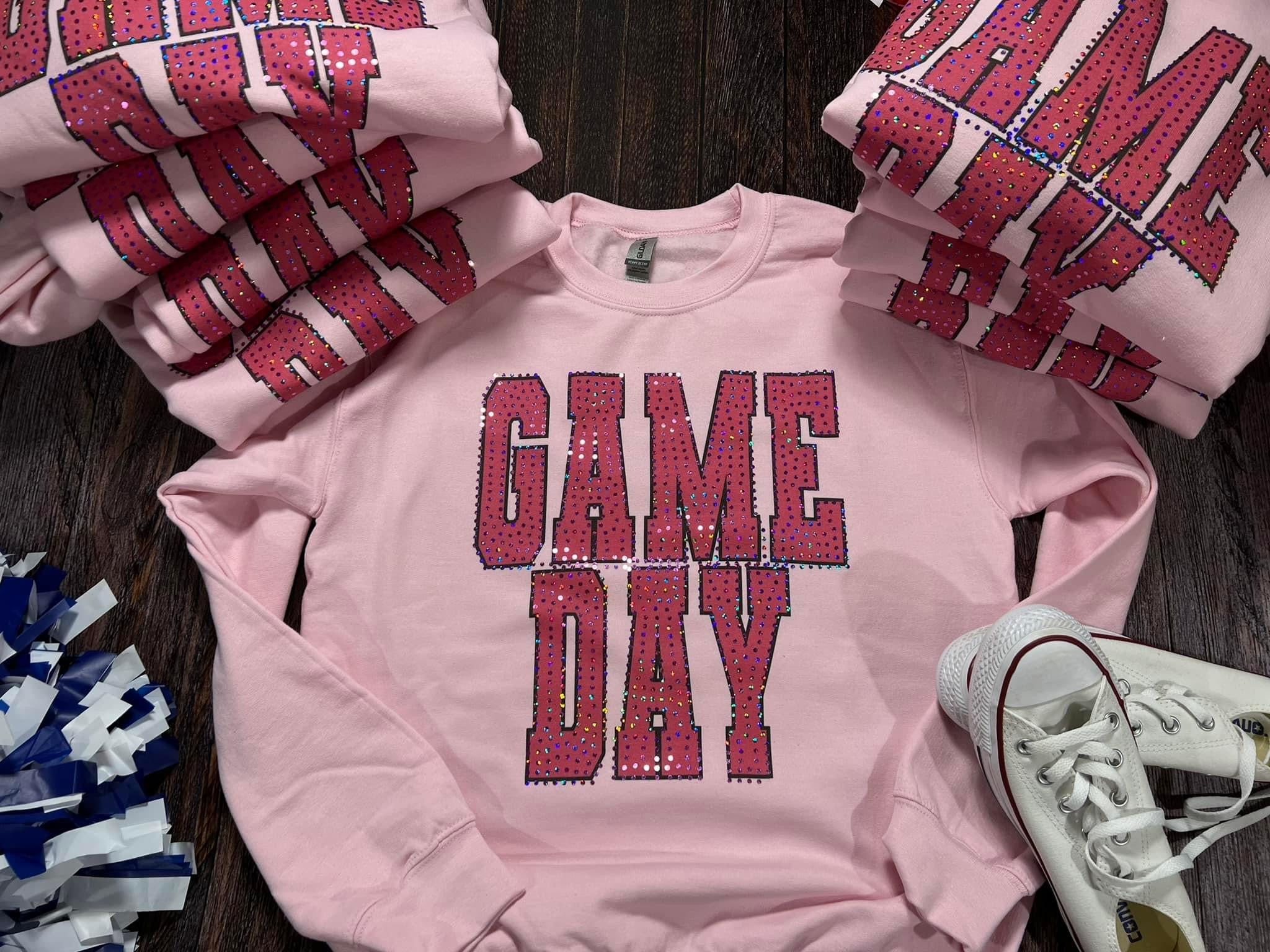 Pink Game Day Spangle Crew Fleece