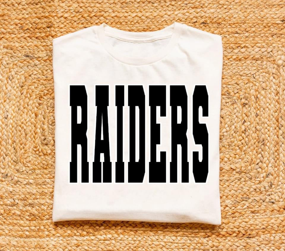 Raiders Black Inside White Outline Spangle Crew Fleece