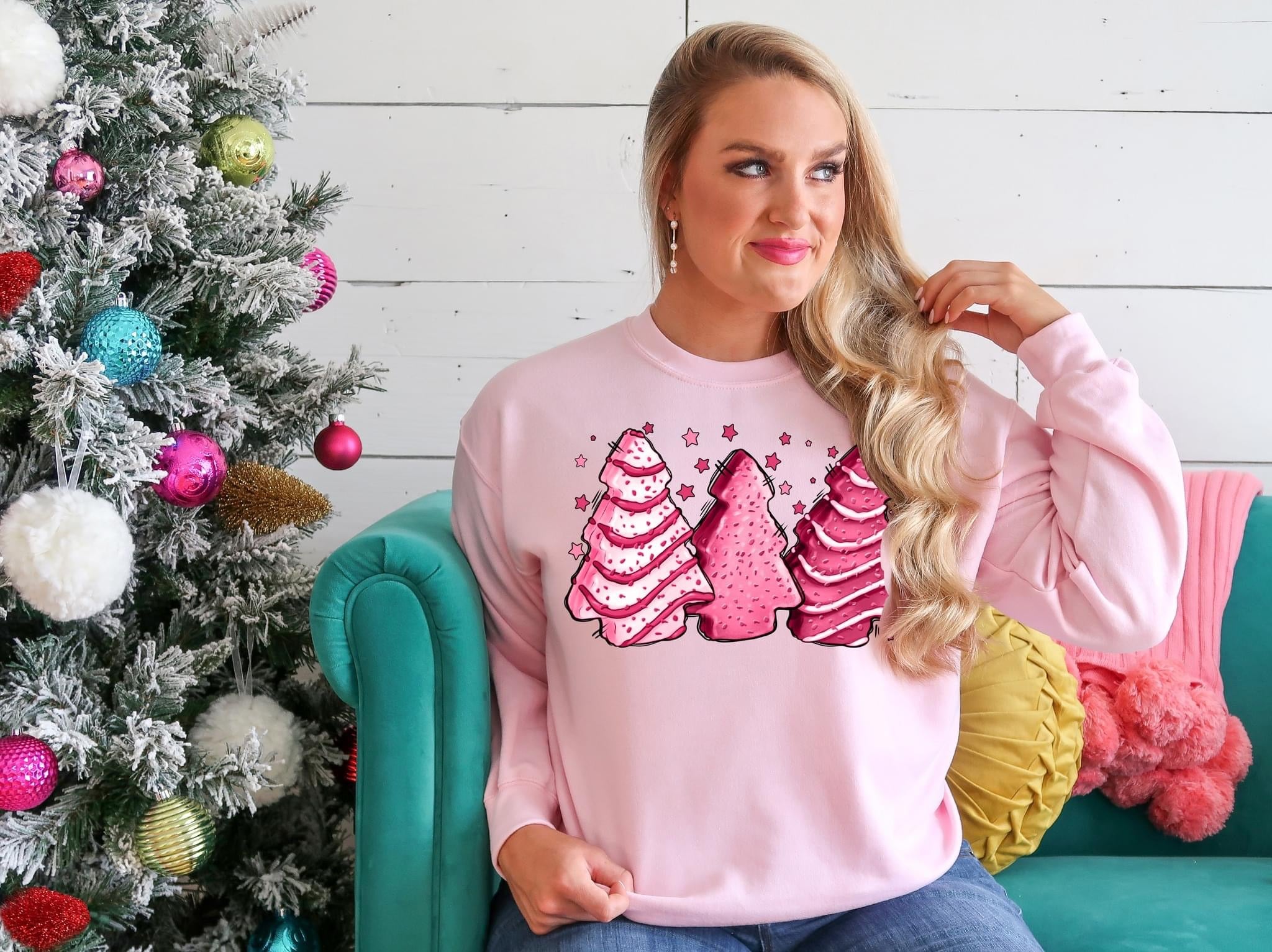 Pink Christmas Tree Cakes