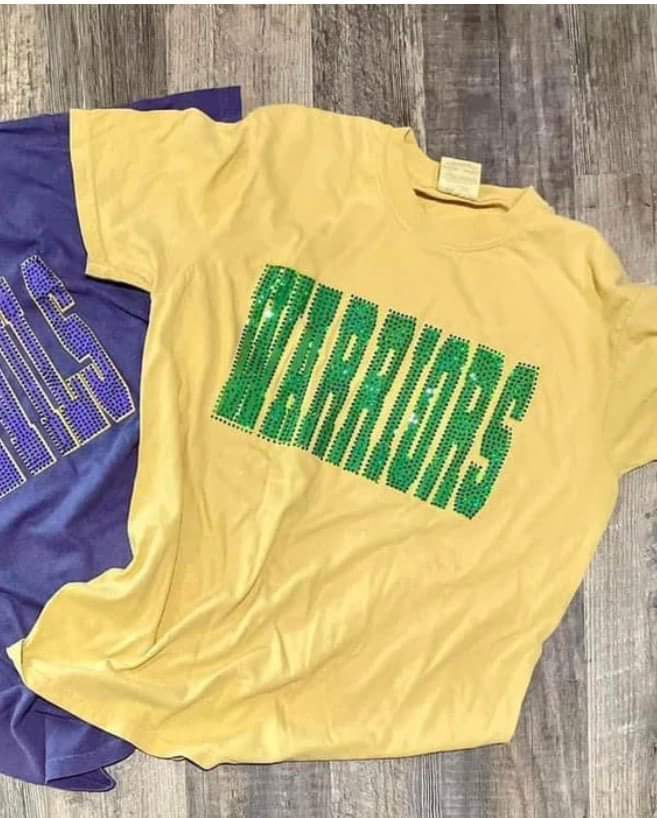 Warriors Green Inside Golden Yellow Outline Comfort Colors