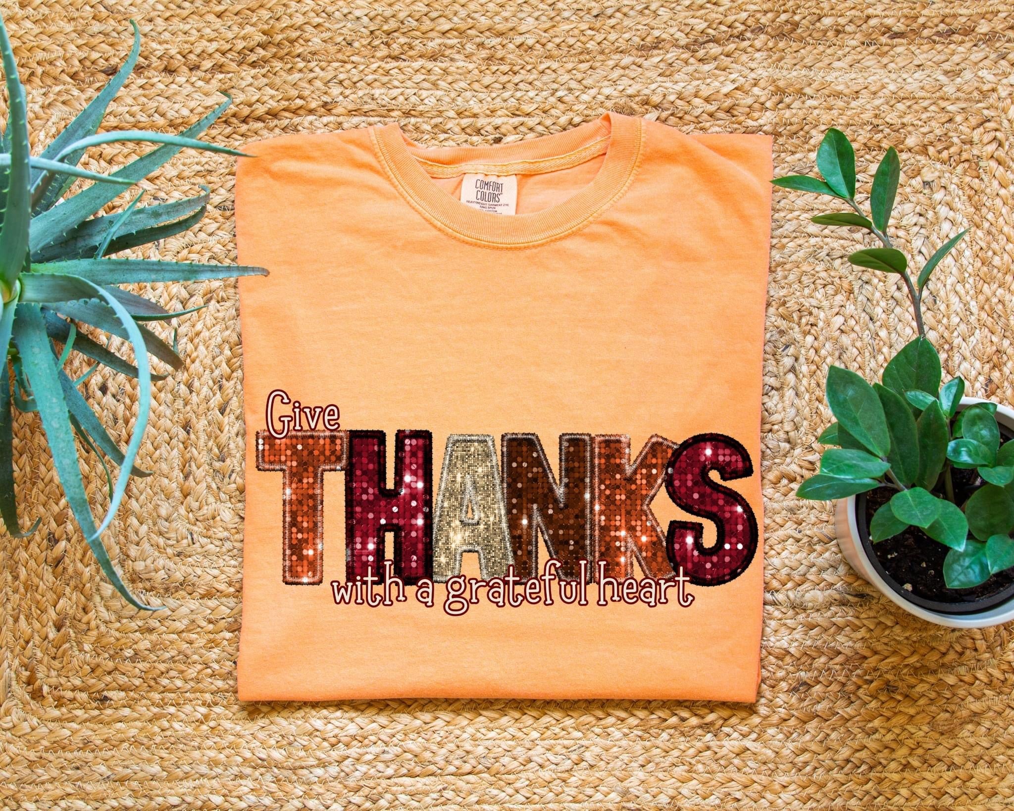 Give Thanks Faux Glitter Comfort Colors