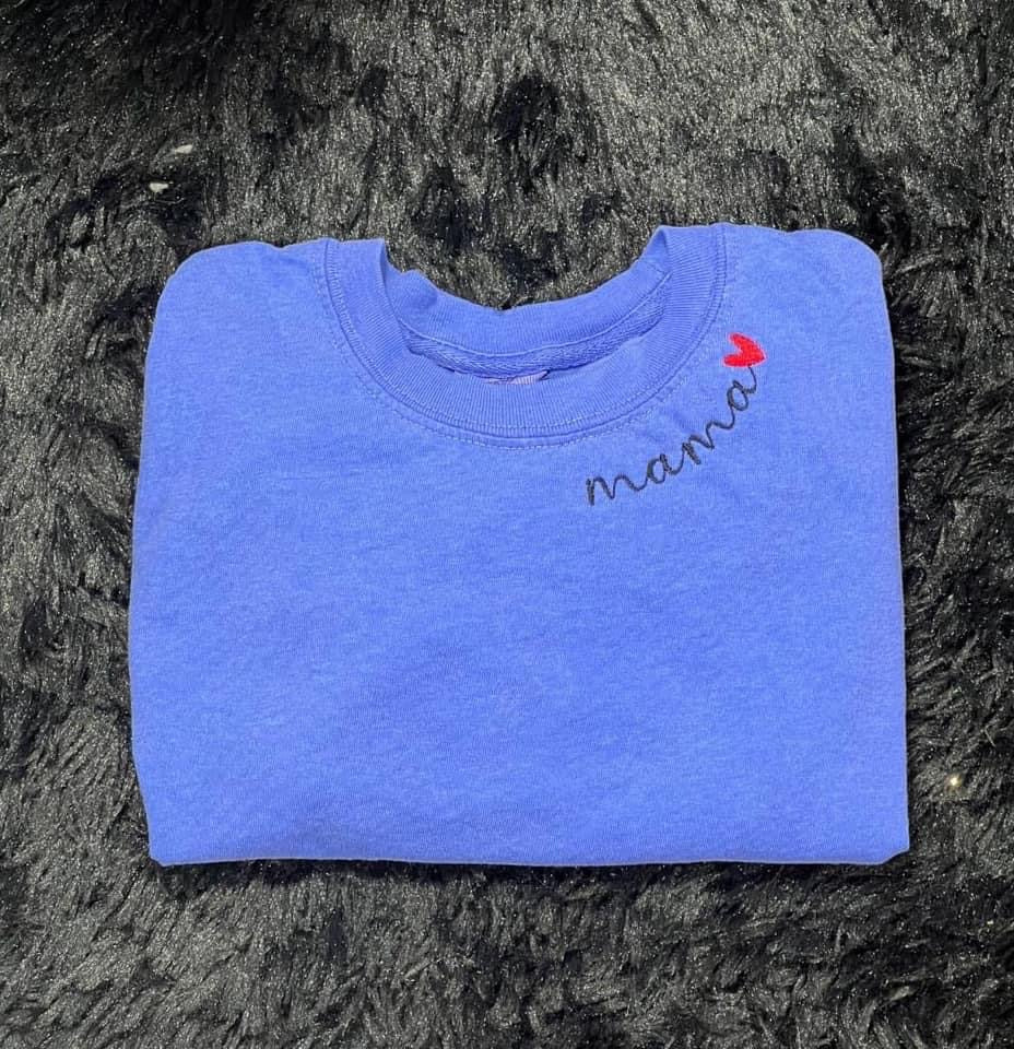 Mama Heart Embroidery Fleece