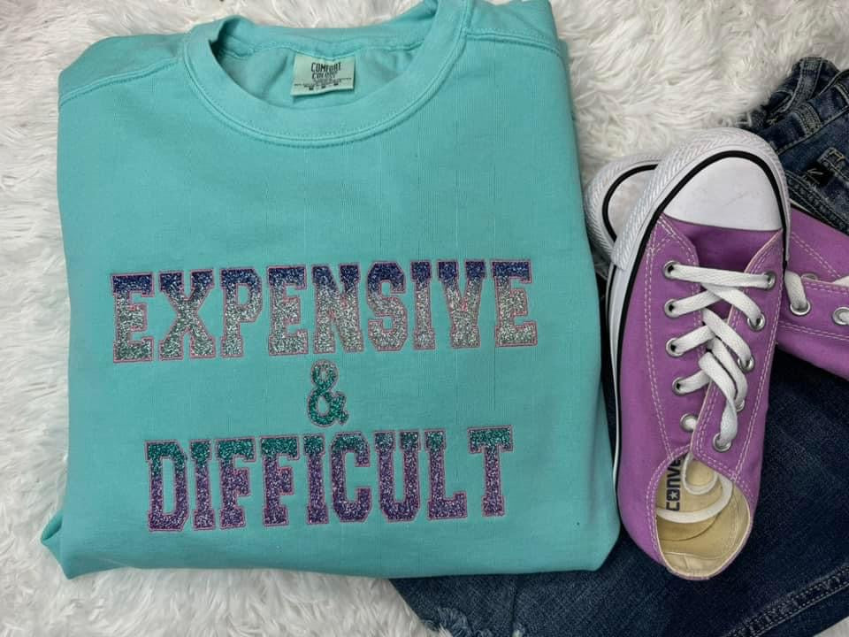 Expensive and Difficult Glitter Embroidery Comfort Colors