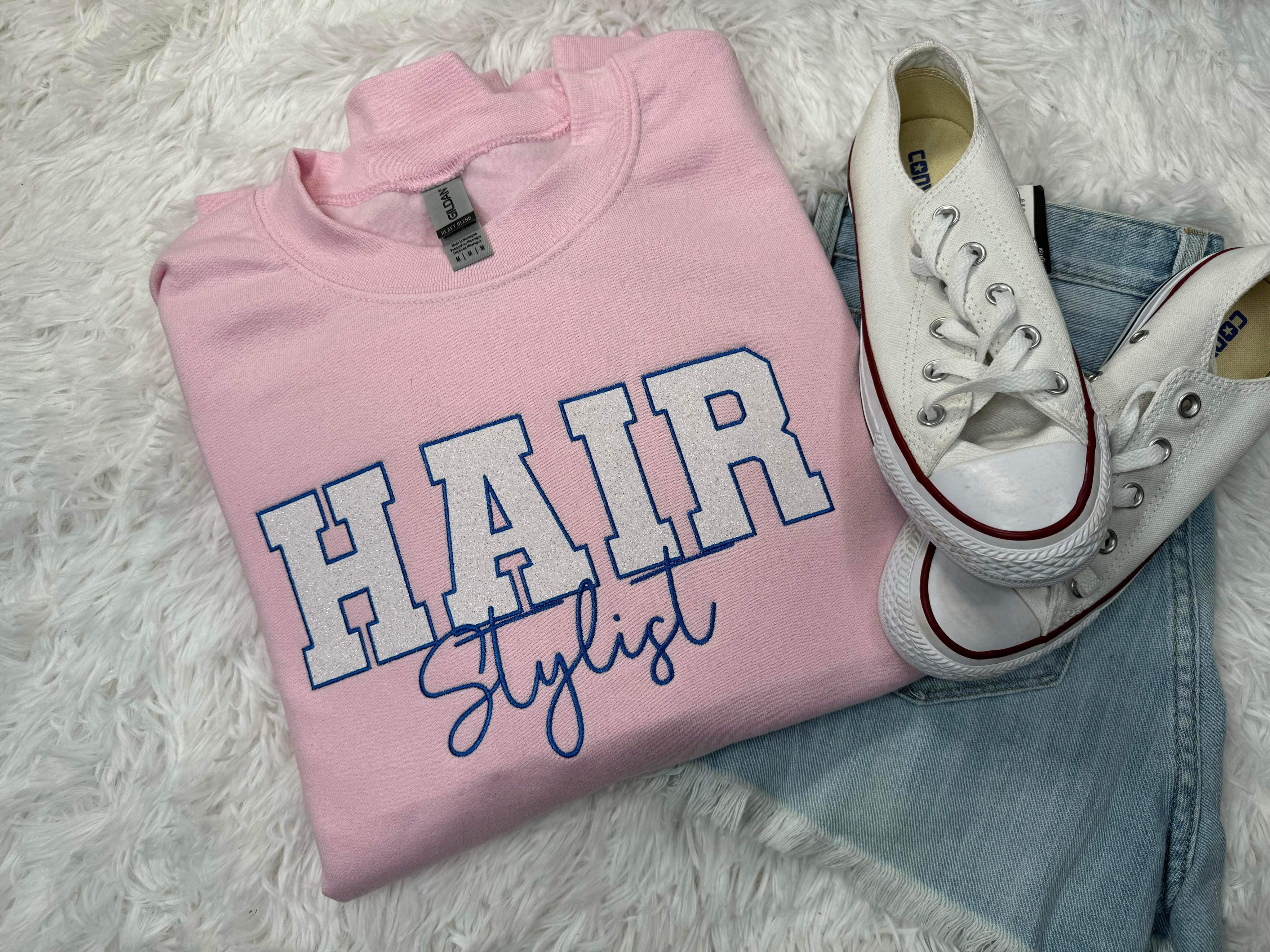 Hair Stylist Embroidered Glitter Fleece