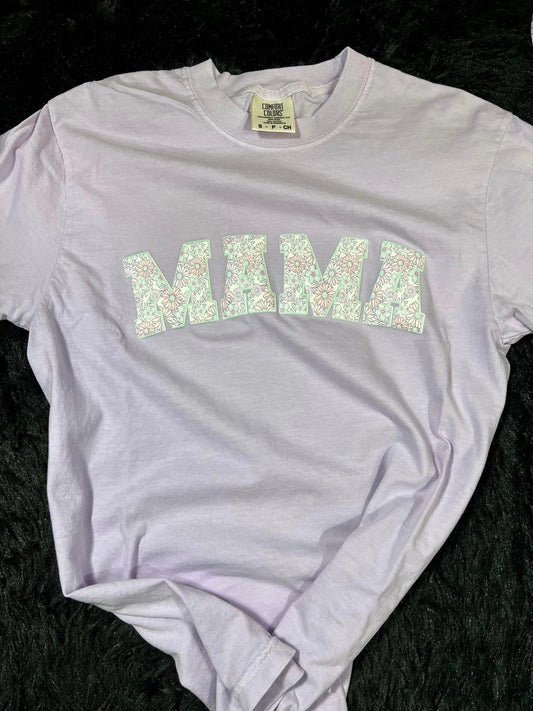 Mama Pastel Floral Puff Comfort Colors