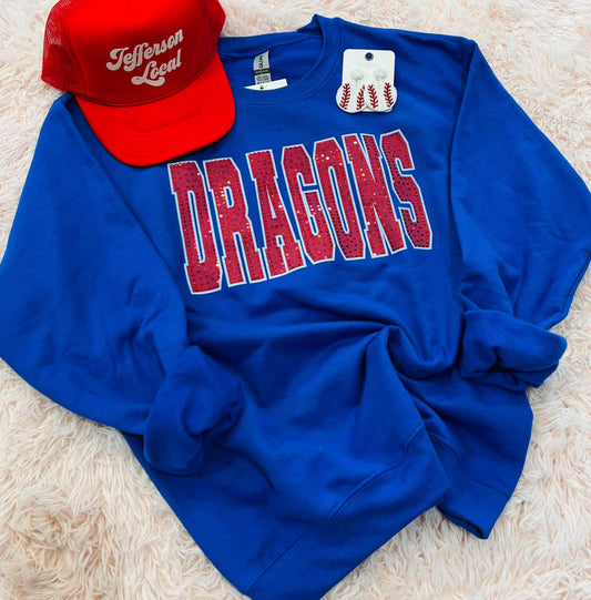 Dragons Red inside White Outline Spangle