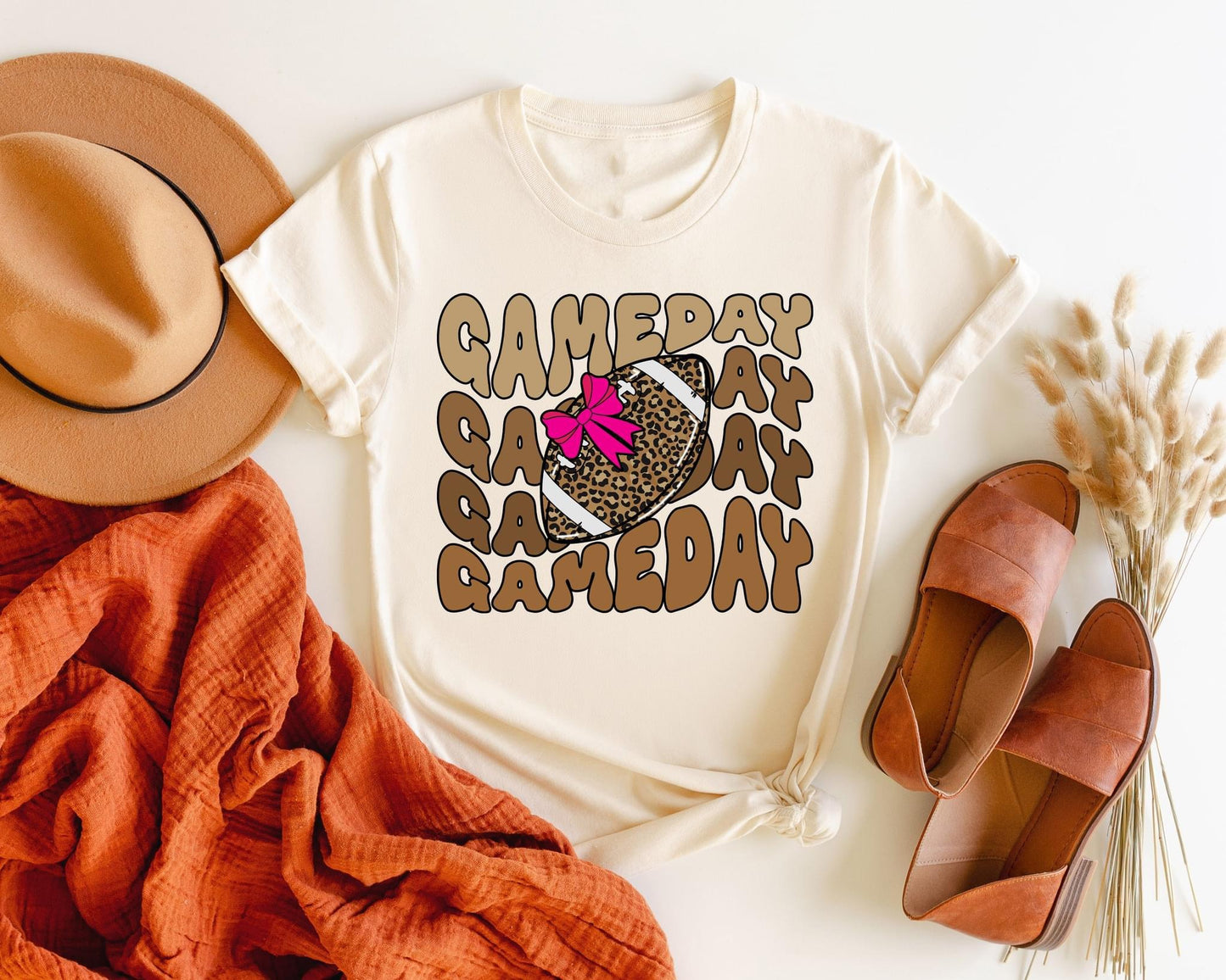 Gameday Pink Bow Leopard Football